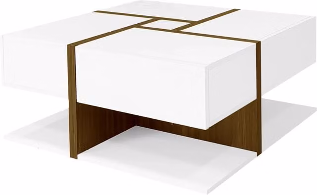 Tavolo da caffè quadrato REDOM bianco in MDF laminato lucido L/P/H: 78 x 78 x 45 cm – 1