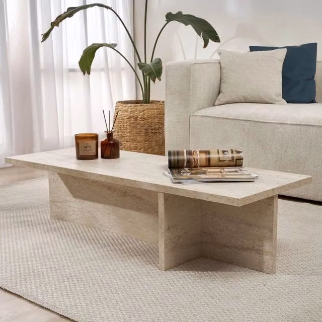 Tavolino da salotto rettangolare DMORA bianco marmo L/P/H: 120 x 45 x 30 cm