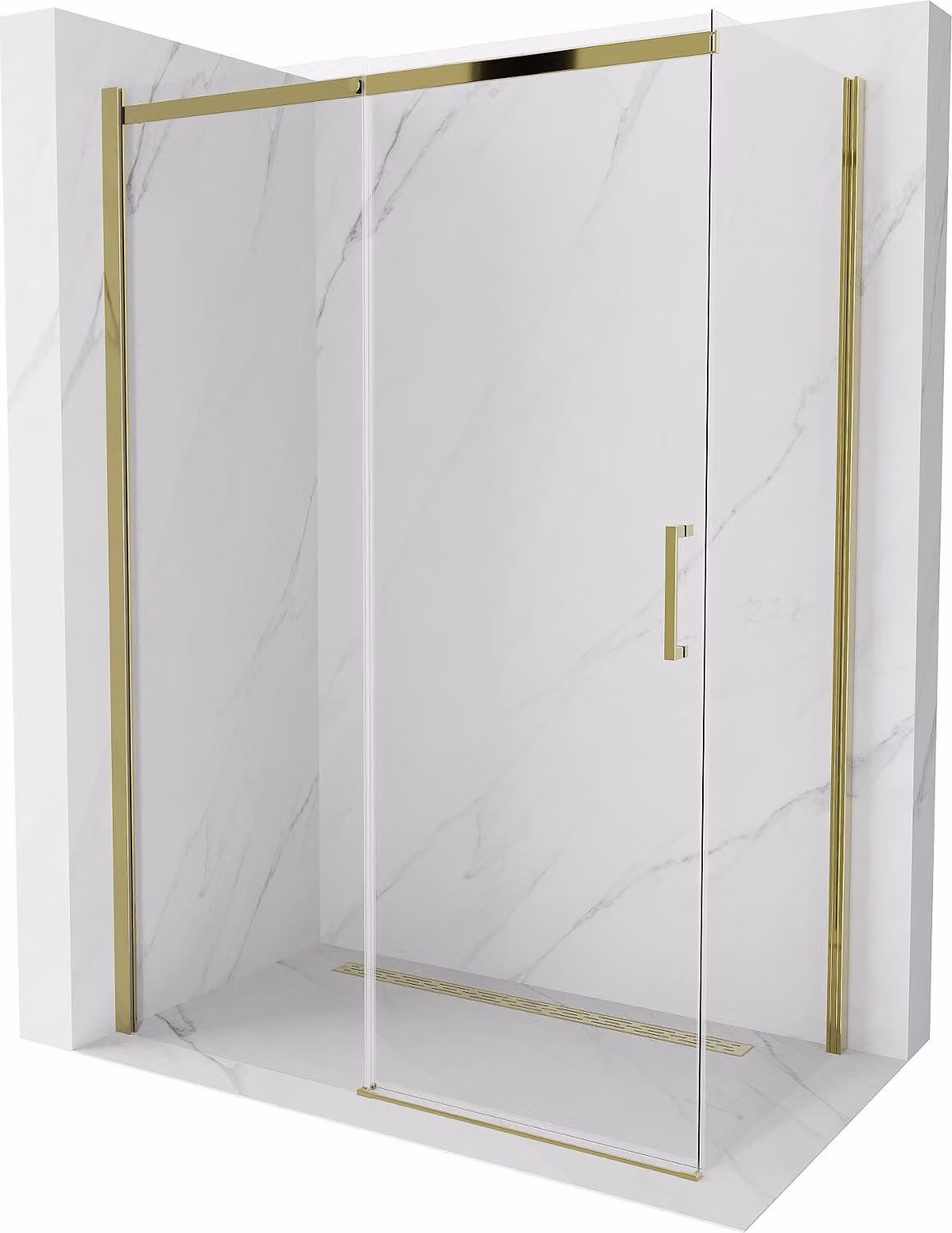 Mexen Omega cabina doccia scorrevole 140 x 80 cm, trasparente, oro - 825-140-080-50-00