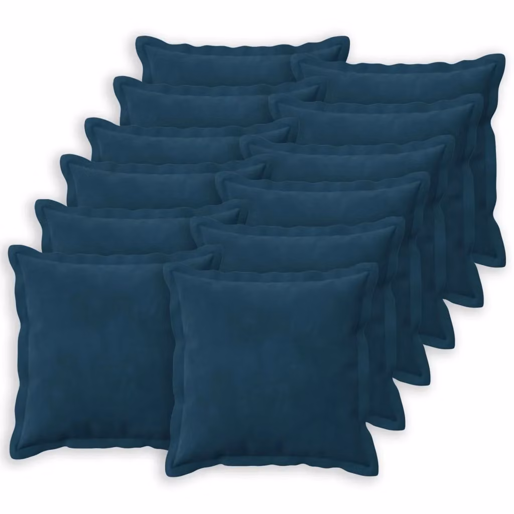 Set di 12 cuscini quadrati HOUTEN vidaXL in velluto blu con fodera lavabile – 2