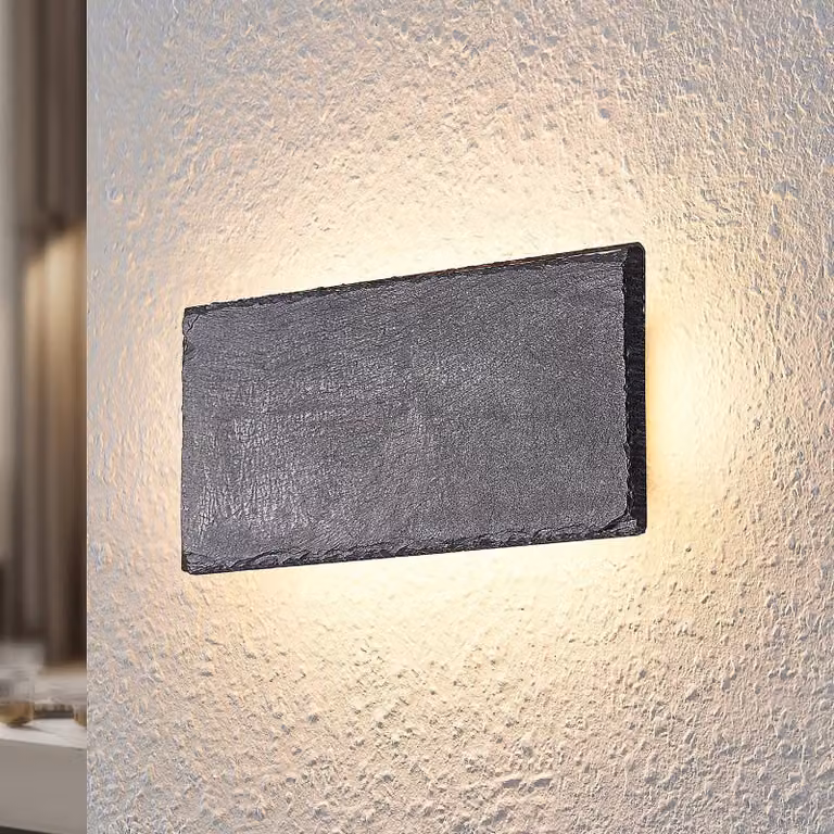 Applique da parete a LED Peetu Lindby, dimmerabile, Alluminio / Grigio / Zincato, Soggiorno / Sala da pranzo, Pietra, Moderno, Applique a LED