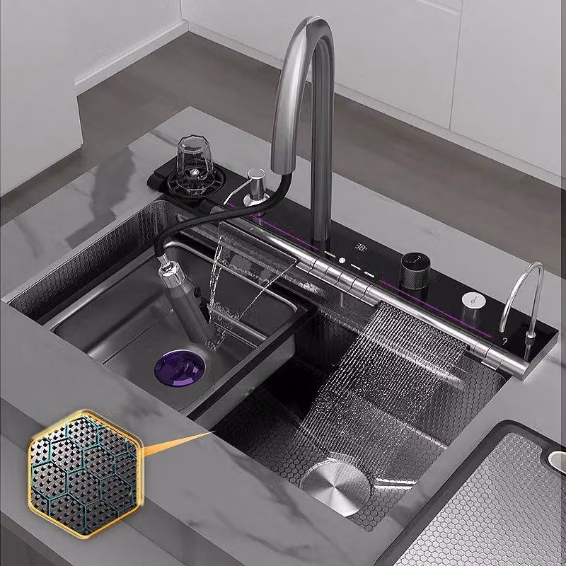 Lavello in acciaio inossidabile – Lavello da cucina – Lavabo singolo – Lavandino – Acciaio inossidabile resistente