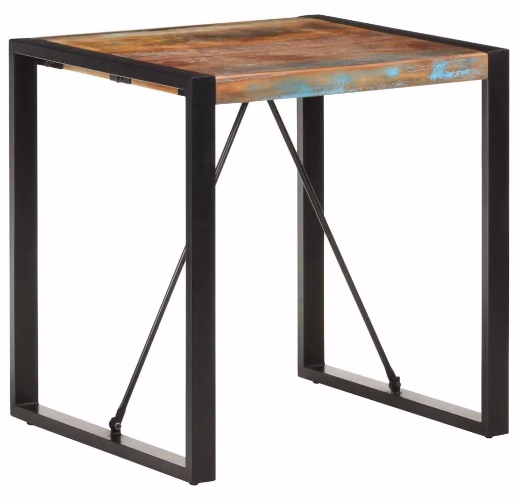Tavolo da pranzo in legno massello, stile industriale, dimensioni 70x70x75 cm