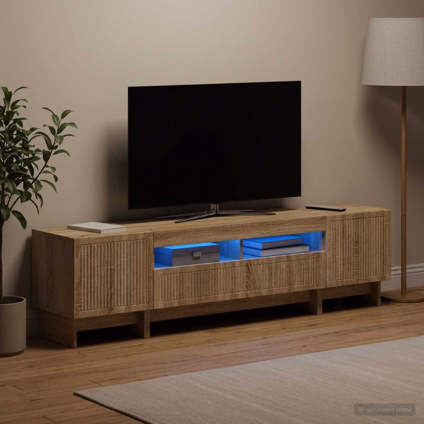 Mobile TV Stand vidaXL Moderno in Legno Rovere Sonoma Marrone con Illuminazione LED Integrata