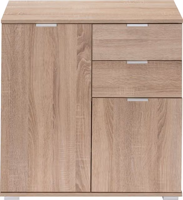 Credenza Alba Casaria bianca con 2 ante e cassetti stile moderno per soggiorno