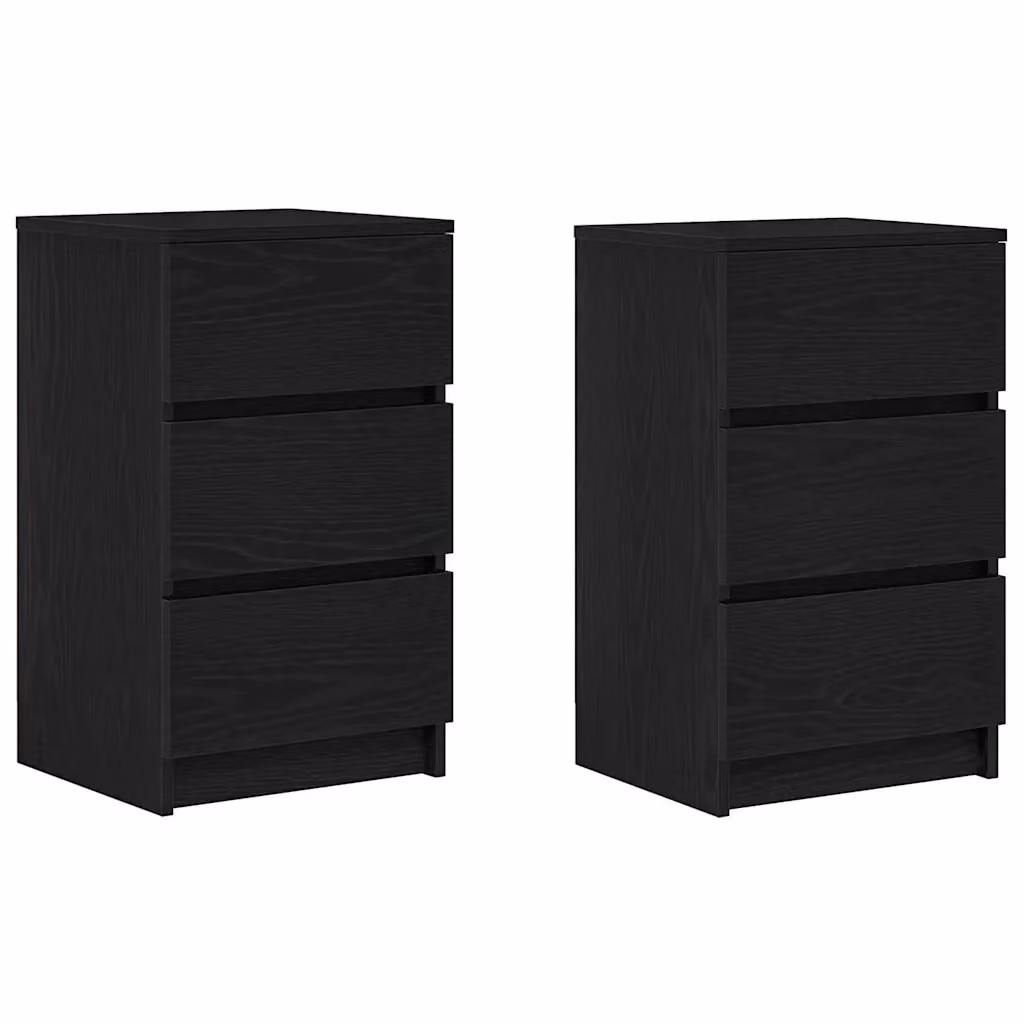 Set di 2 comodini sospesi vidaXL con 3 cassetti, colore nero opaco, L/P/H: 39 x 35 x 65 cm – 2