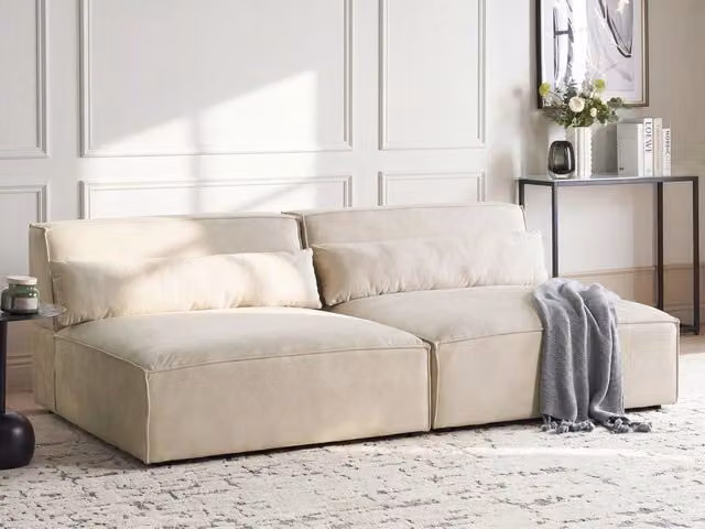 Divano componibile a 2 posti senza braccioli Divano componibile in velluto beige con gambe nere Soggiorno moderno