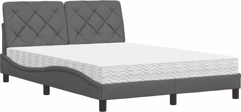 Letto con Materasso Grigio Scuro 120x200 cm Tessuto