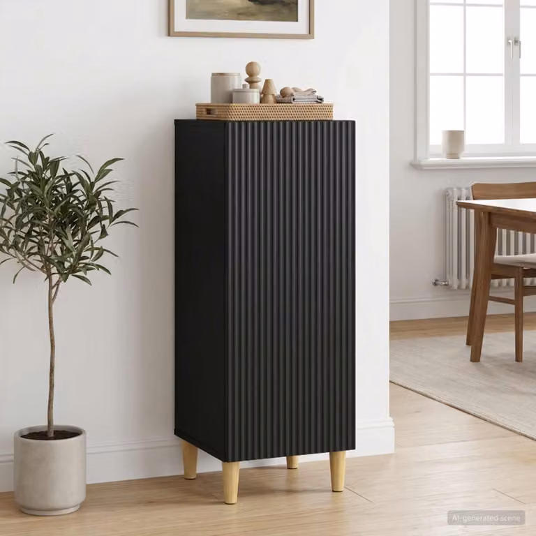 Credenza moderna vidaXL in legno ingegnerizzato nero, L 33 cm x P 34,5 cm x H 90 cm