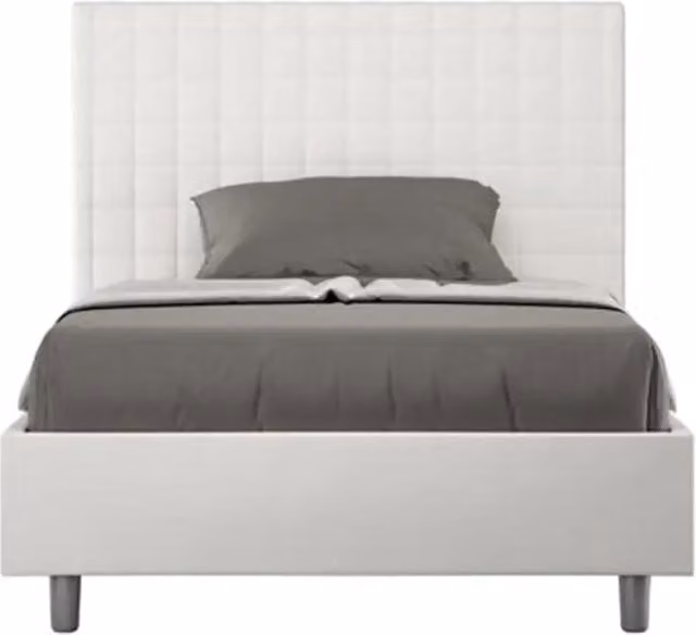 Letto singolo senza rete imbottito 100x200 similpelle bianco Sunny