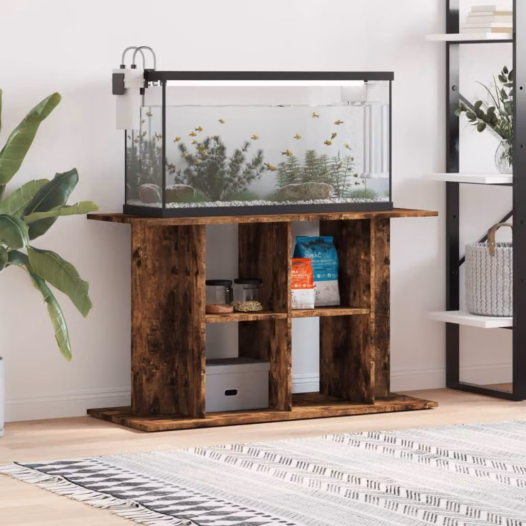 vidaXL Supporto Acquario in Legno Multistrato Rovere Fumo Marrone L: 100 cm, P: 40 cm, H: 60 cm