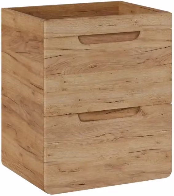 Mobile sottolavabo ERBANO – 2 cassetti – 60 cm – Colore rovere chiaro – Design sospeso contemporaneo