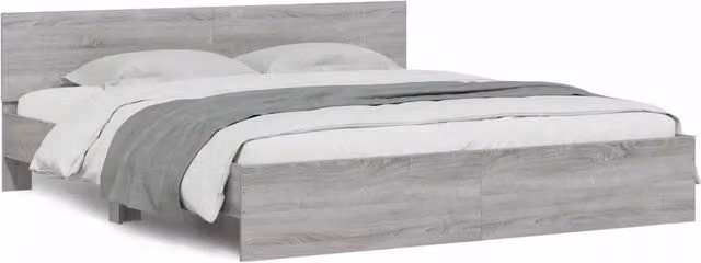 Letto matrimoniale | Letto per adulti | Giroletto con Testiera Grigio Sonoma 200x200 cm