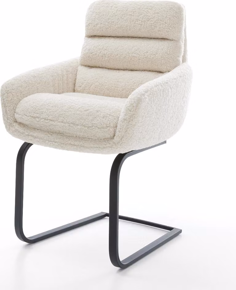 DELIFE sedia a sbalzo Abelia-Flex con braccioli in tessuto teddy Beige sedia a sbalzo nera piatta