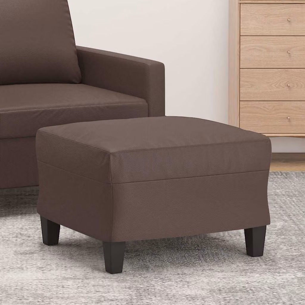Poggiapiedi vidaXL in similpelle marrone con struttura in legno, L: 60 cm, P: 50 cm, H: 41 cm
