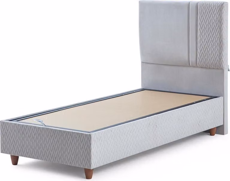 Edler Grauer Bettkasten Schlafzimmer Einzelbett Polsterbett Bettgestell