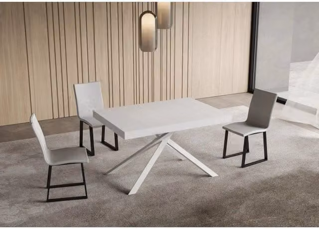 Tavolo allungabile Niket ITAMOBY Bianco Frassino con telaio in metallo L: 120-380 cm, P: 90 cm