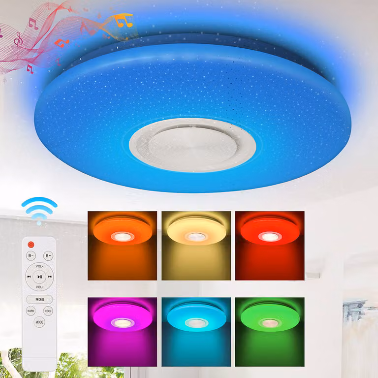Jopassy 36W Plafoniera LED con effetto cielo stellato, luce, altoparlante e musica Bluetooth per la cucina