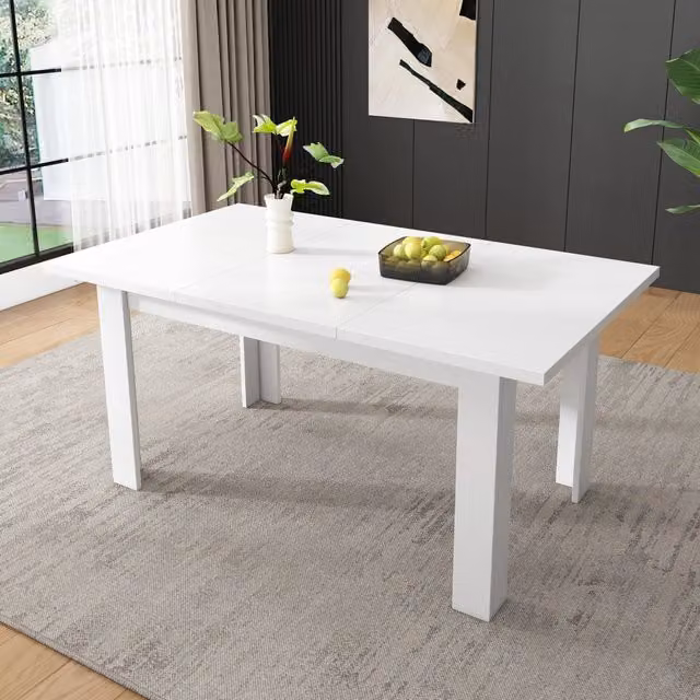 Tavolo da pranzo 120x70 cm con vano contenitore sotto piano in MDF bianco