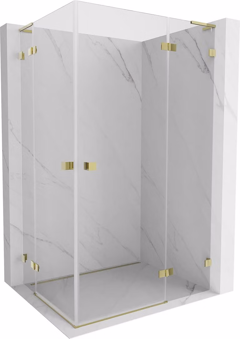 Mexen Lunar L Cabina doccia Duo a battente destra 105 x 70 cm, trasparente, oro - 834L-105P-070L-50-00