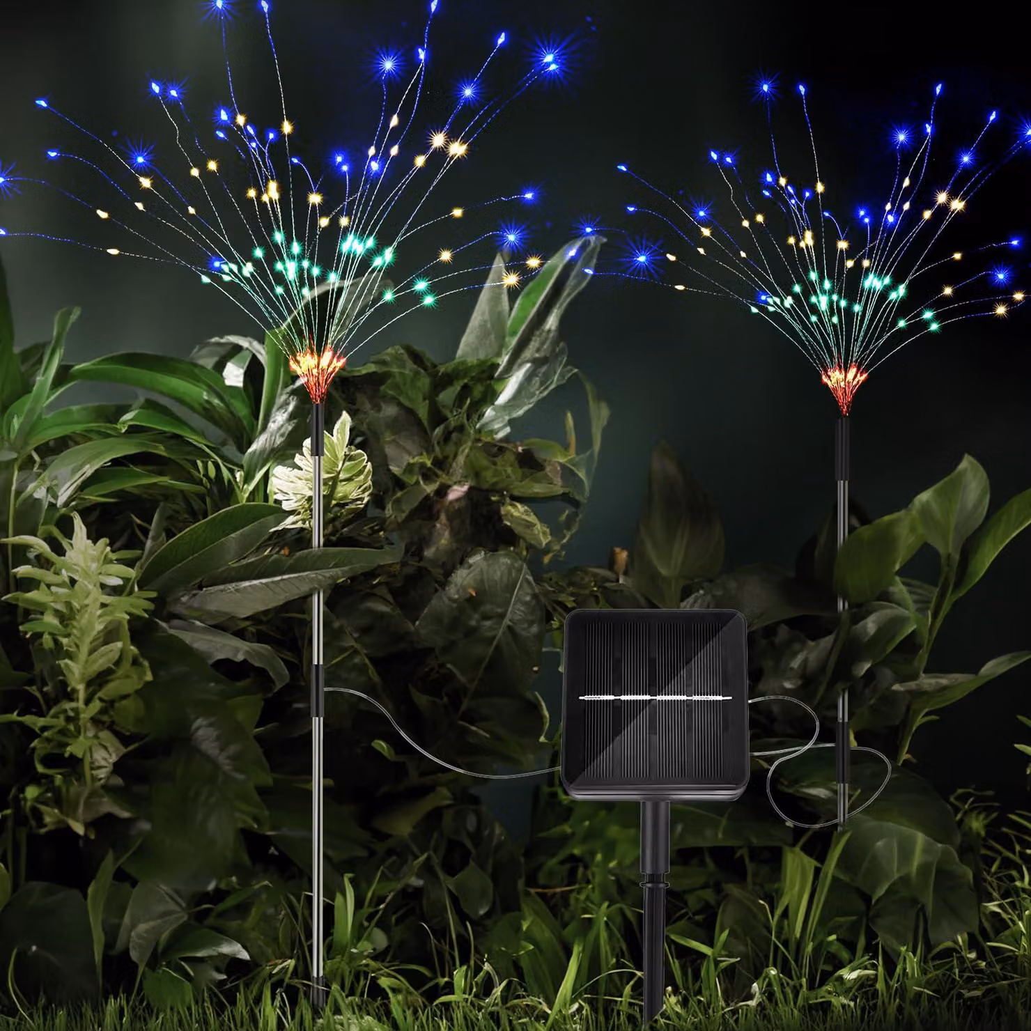 Lampade da giardino solari, 8 modalità, 240 LED, 1200mAh, set da 2, multicolore