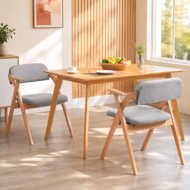 Sedia pieghevole grigia 52,5 x 60 x 79 cm con braccioli, set da 2, senza montaggio