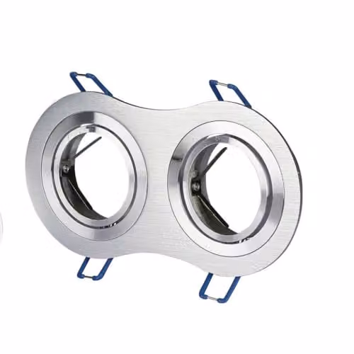 Portafaretto LED da Incasso Rotondo 2xGU10 e GU5.3 (MR16) in Alluminio Spazzolato Orientabile