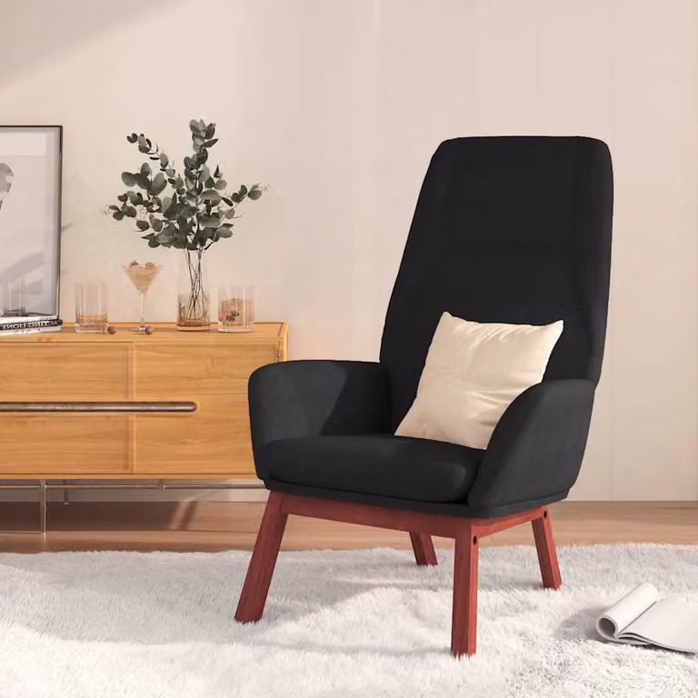 Sedia Relax vidaXL Nera in Tessuto con Braccioli e Imbottitura in Schiuma