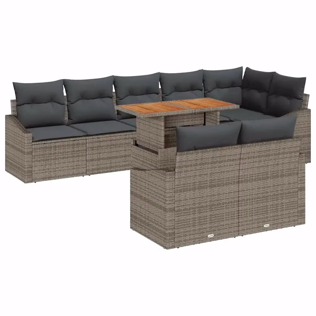 Set Divano da Giardino vidaXL 9 Pezzi a Forma di L Grigio con Cuscini e Tavolino – 2