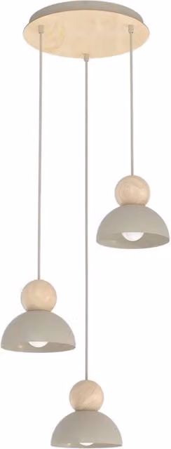 Lampada a sospensione Emibig stile Japandi e Scandinavo beige con 3 portalampada E27