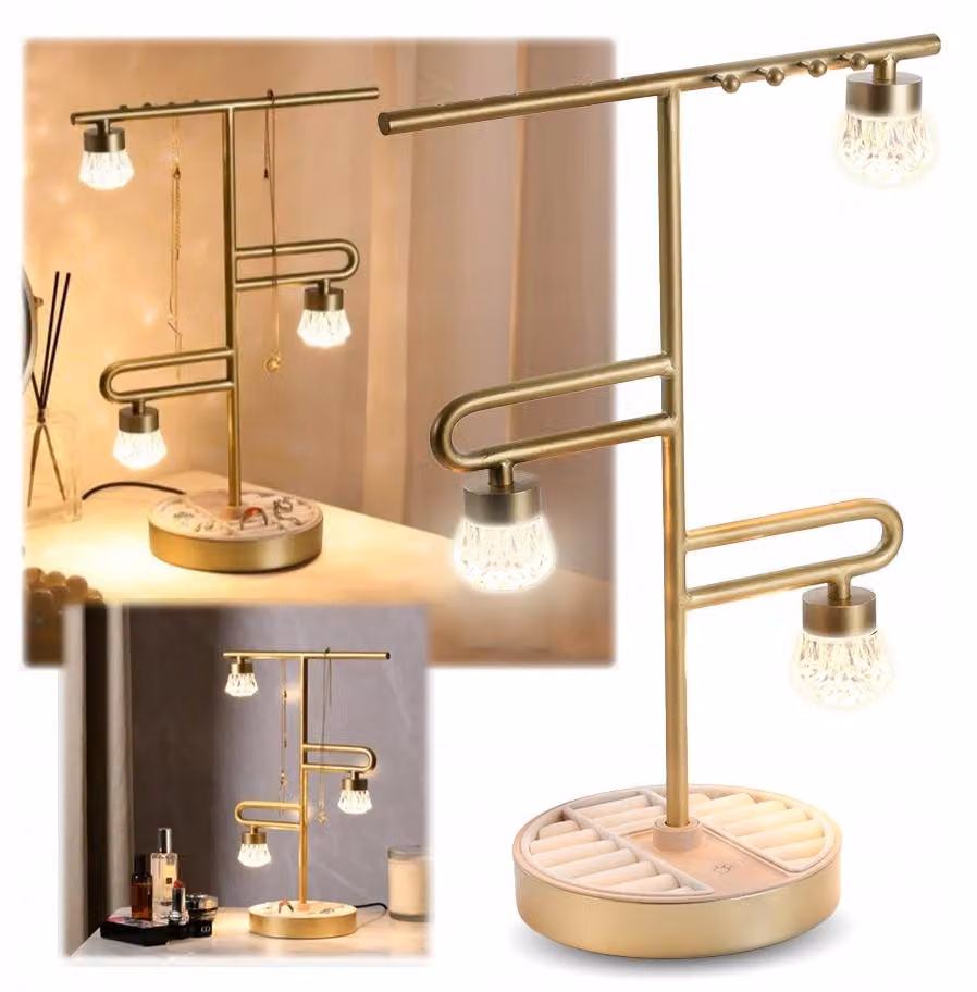 ELECTRONICA 4U: Elegante espositore per gioielli con lampada a LED, color oro