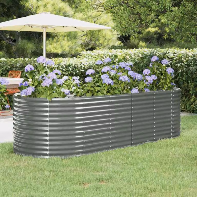 Letto da giardino rialzato vidaXL in acciaio zincato grigio L: 249 cm, P: 100 cm, H: 68 cm