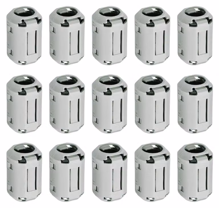 Anelli filtranti in ferrite, 15 pezzi, diametro interno di 13 mm, colore grigio, per la soppressione delle interferenze elettromagnetiche
