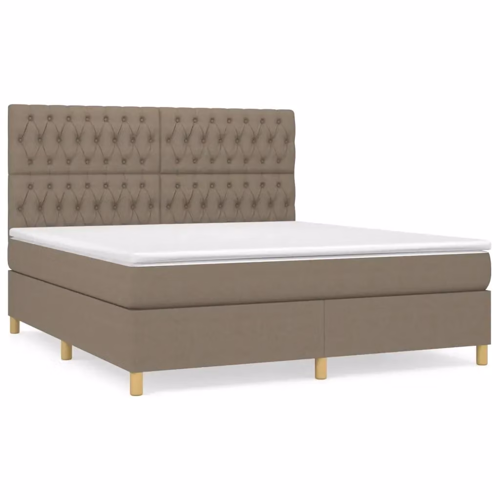 Letto Ibrido vidaXL con Giroletto a Molle e Materasso in Tessuto Beige e Bianco L/P/H: 180 x 200 x 128 cm – 2