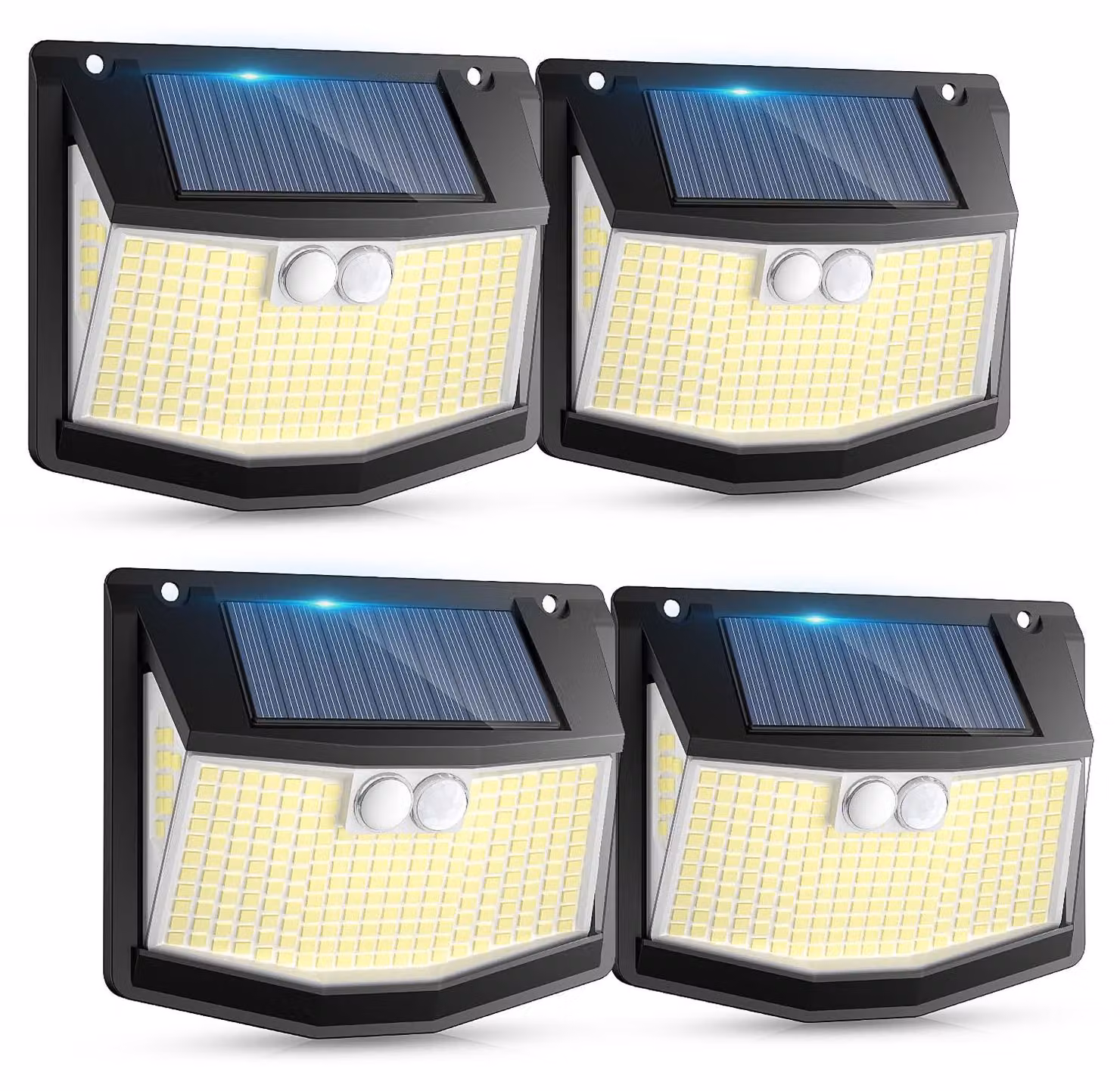 Lampada solare con sensore di movimento, 248 LED, angolo di illuminazione 270°, grado di protezione IP65, confezione da 4