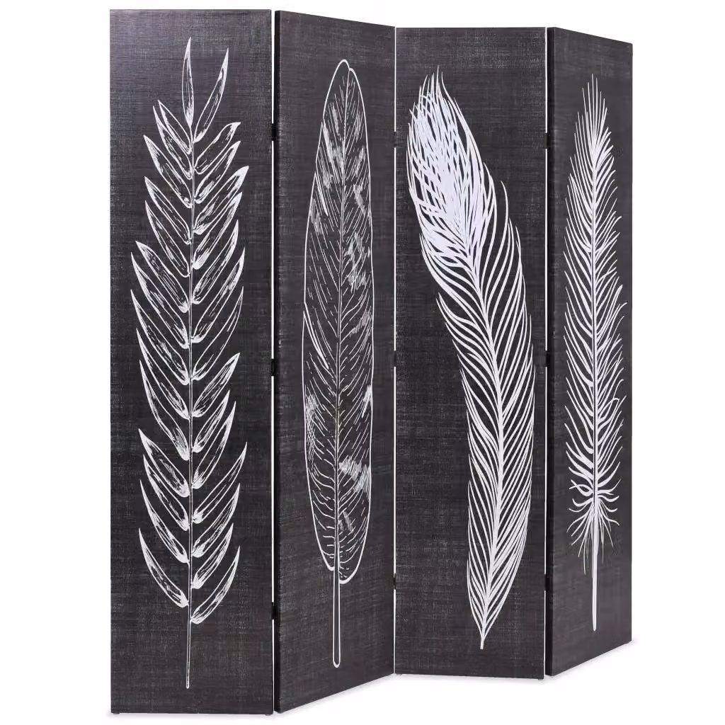Divisorio Ambienti DESIGN IN Paravento Pieghevole con Stampa Floreale Bianco e Nero L: 160 cm, H: 170 cm – 2