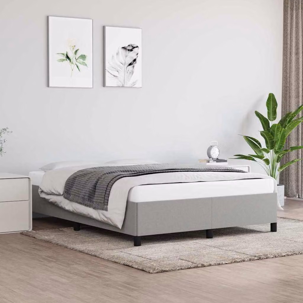 vidaXL Giroletto senza materasso in tessuto grigio chiaro L 140 x P 190 cm