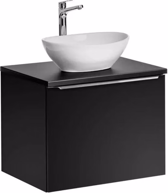 Set bagno VANTA: mobiletto sottolavabo 60cm + piano per lavabo + 1 lavabo bianco da appoggio