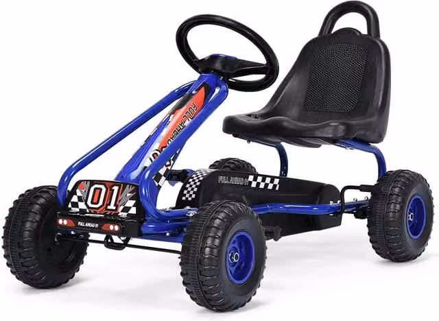 Go-kart a pedali regolabile per bambini dai 3 ai 6 anni, design blu, L/P/H: 92 x 50 x 53 cm