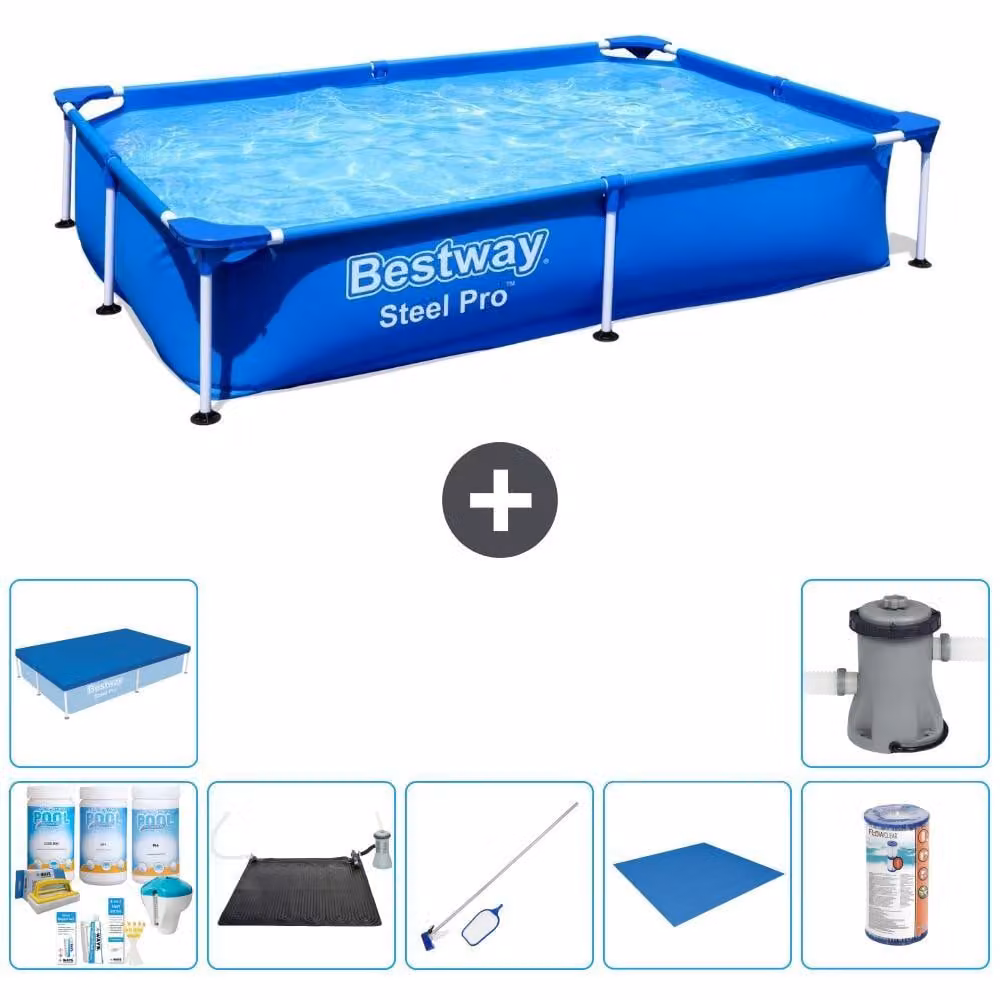 Bestway Steel Pro, piscina rettangolare - 221x150x43 cm - 8 pezzi - Modello S21512