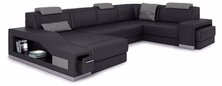 Wohnlandschaft Ecksofa U-Form Eckcouch LED Beleuchtet Sofa Couch Couchen Sofas