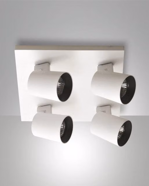 Faretto da soffitto Fabas Modo a 4 luci in alluminio bianco, design moderno e quadrato con attacco GU10 – 1
