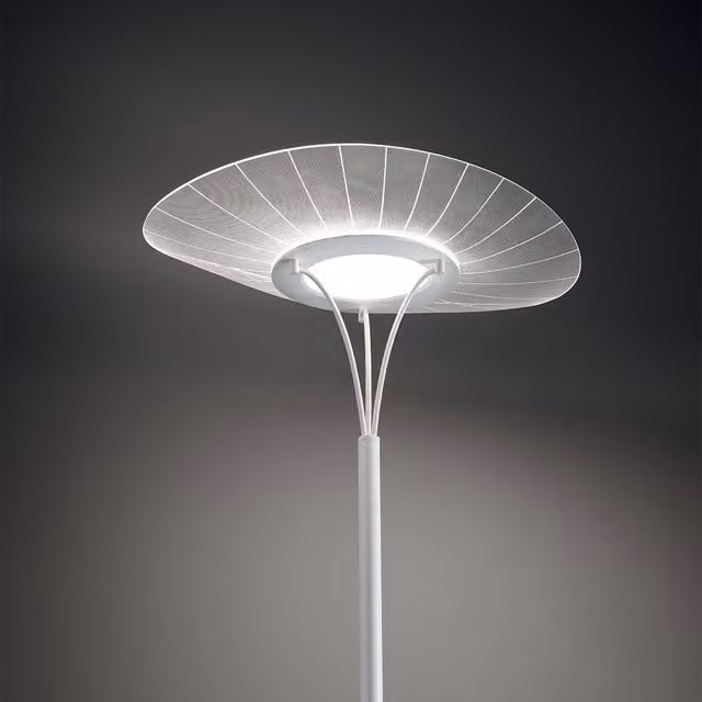 Lampada da terra LED Fabas Vela, design moderno bianco e trasparente, 24W 2180lm 3000K, Altezza: 175 cm – 2