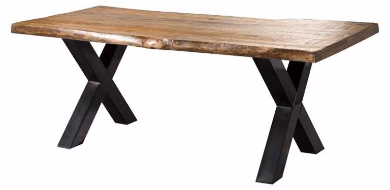 MASSIVMOEBEL24 | FREEFORM 5 tavolo da pranzo in legno di mango - verniciato natur / gambe in ferro X antracite lucido 220x100