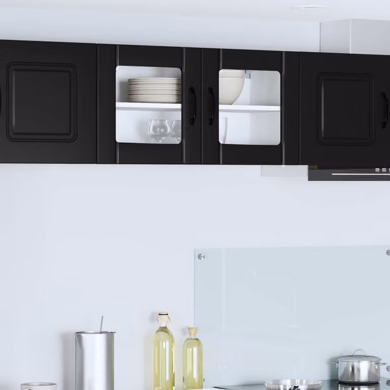 Mobile da parete LUCCA vidaXL in legno e vetro nero L 80 x P 31 x H 40 cm