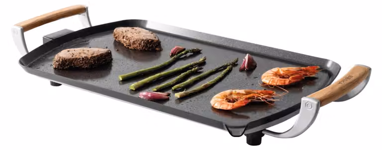 Piastra teppanyaki, dimensioni 35x56 cm, in Vetroceramica, con termostato regolabile, colore nero