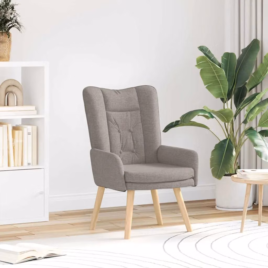 Poltrona moderna vidaXL Talpa in tessuto e legno, disponibile in beige o grigio