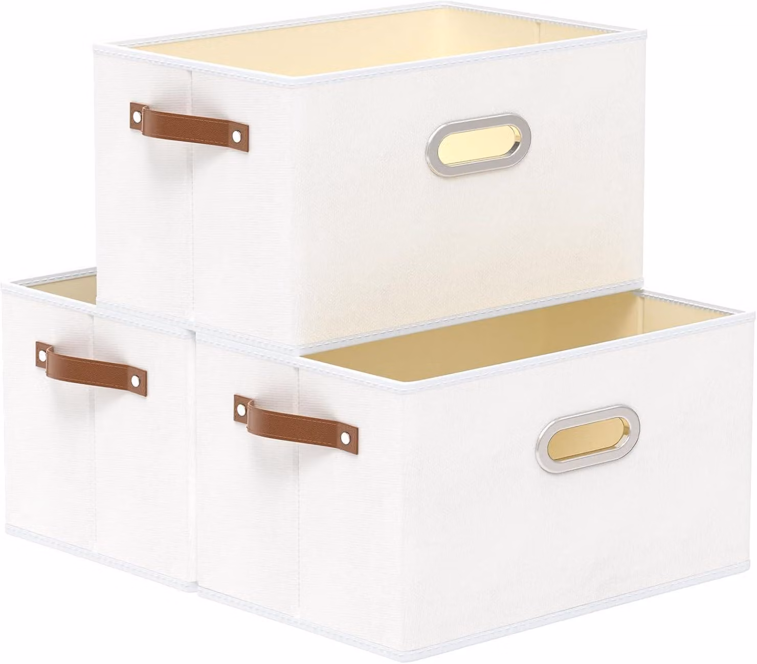 Contenitori pieghevoli, realizzati in tessuto lavabile, set da 3, dimensioni 43x30x26 cm, con maniglie, ideali per riporre vestiti