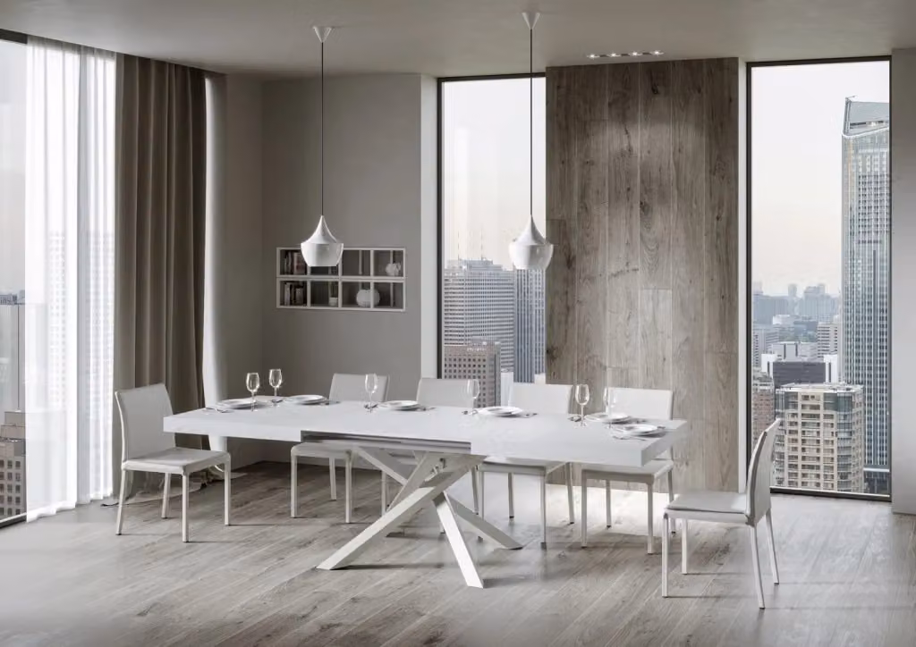 Tavolo allungabile moderno Itamoby bianco frassino con telaio bianco L/P/H: 264 x 90 x 77 cm – 2