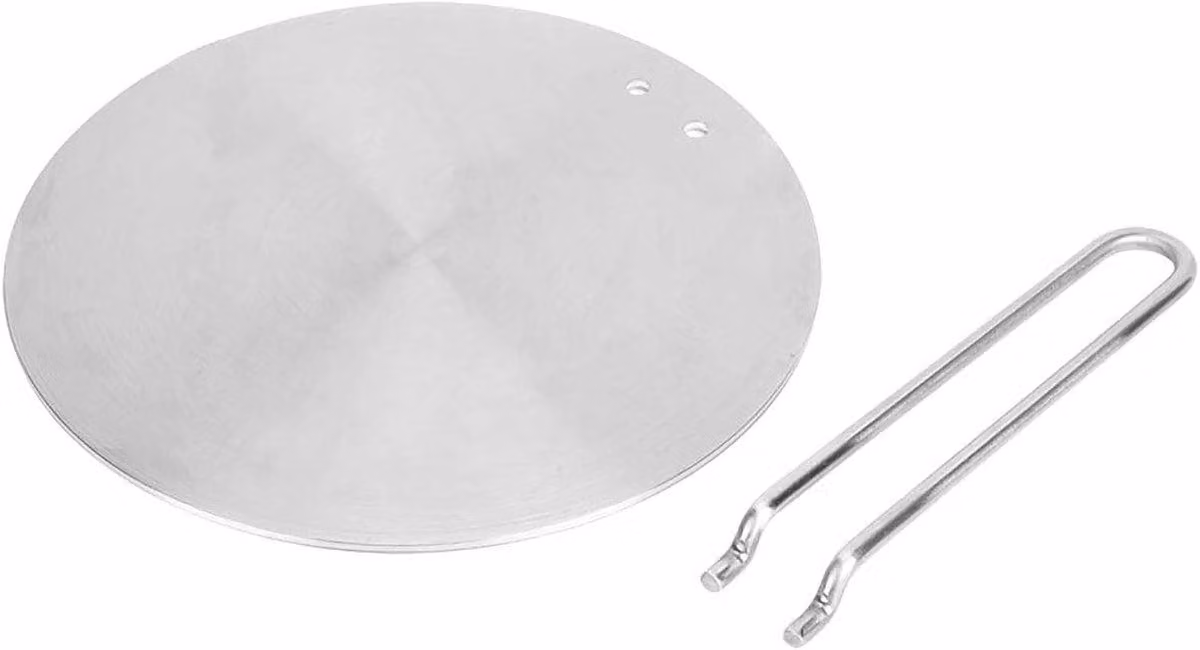 Piastra di distribuzione del calore in acciaio inossidabile per piani cottura a induzione - Adattatore termico per cucinare e riscaldare (24 cm)